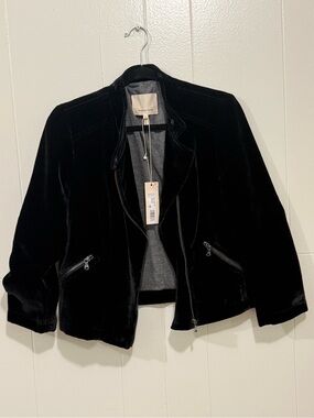 Rebecca Taylor Black Velvet Zip Jacket